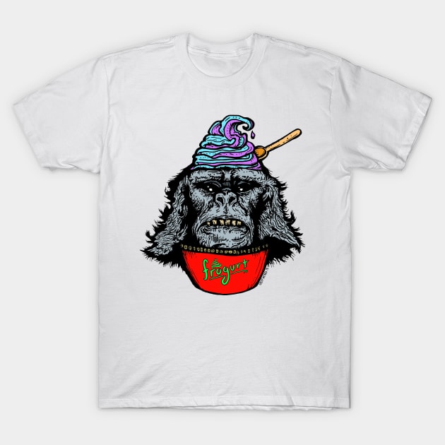 Chilled Monkey Brains Frogurt Indiana Jones Simpsons Mashup T-Shirt by maroonbeard